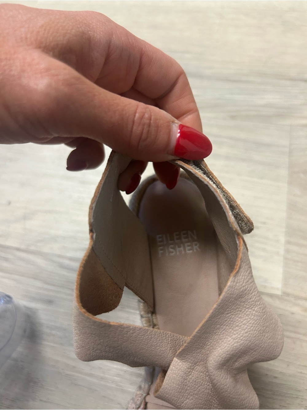Eileen Fisher Sandals Willow Espadrille Sz 6 Tumbled Leather Wedge nude pink - Picture 10 of 13